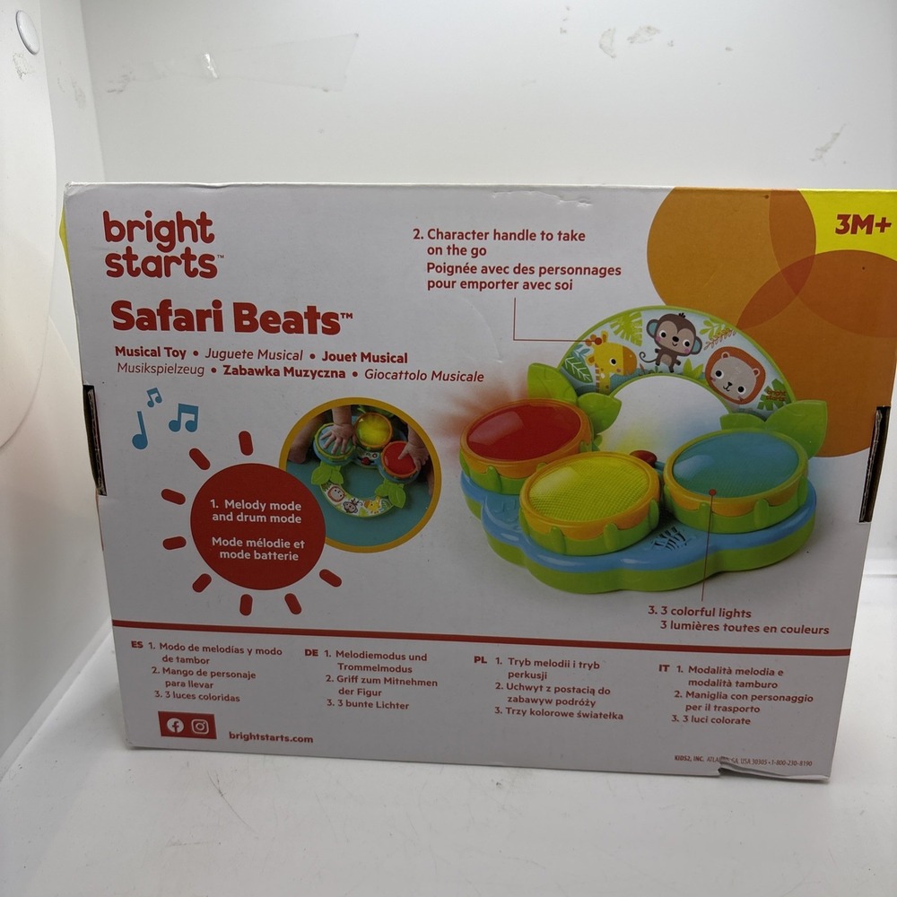 Bright Starts Safari Beats Musical Drum‎ Toy with Lights, Ages 3 Months - Picture 3 of 6